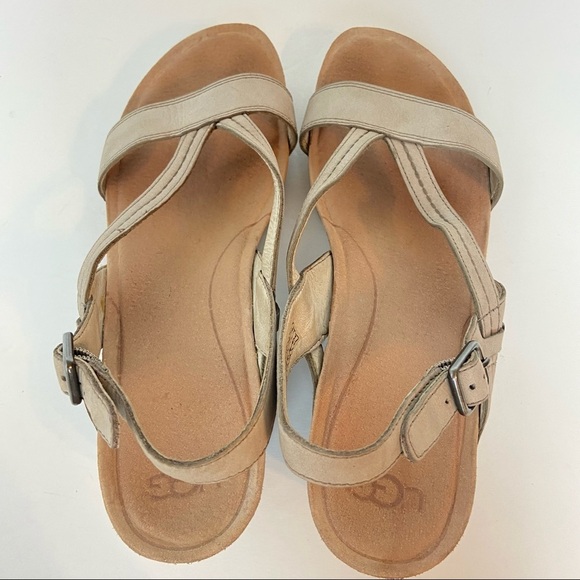 UGG Kenley Nubuck Suede Oyster Women’s Wedge Sandal Size 8 - Picture 7 of 8